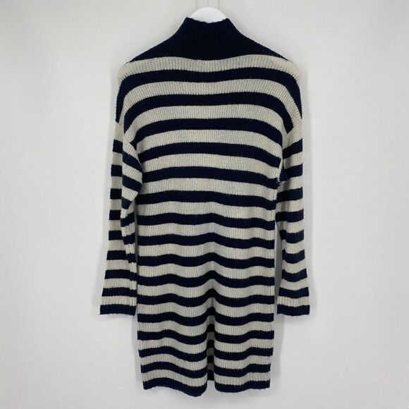 American Eagle Sweater Dress Blue Ivory Striped Mock Neck Drop Shoulder Size M - Picture 3 of 8